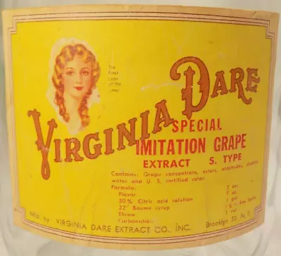 Vintage VIRGINIA DARE One Gallon Grape Extract Concentrate Jug Of Brooklyn 32NY • $29.99