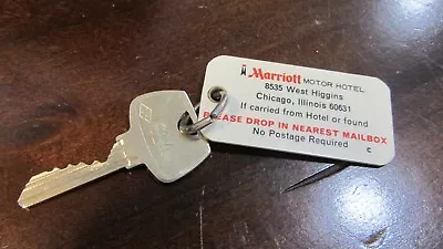 Vintage Hotel Key And Fob - Marriot Motor Hotel Chicago Illinois RM # 614 • $19.99