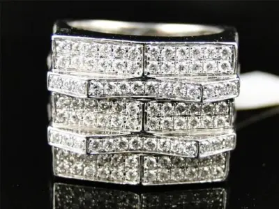 White Gold Mens Genuine Round Cut Diamond Pave Set Pinky Band Ring 3.65 Ct • $2899.99