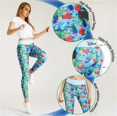 £6 • Buy Womens DISNEY CLASSICS Stitch Workout Leggings UK M - L | Side Pockets