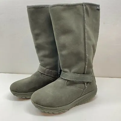 $99.99 • Buy Sketchers Womens Shape Ups Gray Leather XF Bollard Wedge Toning Boots Size 9.5