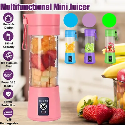 380ML Portable Electric Mini Juicer Fresh Juice Blender Fruit Juice Mixers Unit • £7.49