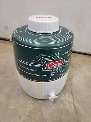 Vintage Cool Coleman 2 Gallon Green With Pinstriping Camping Water Jug W/ Cup  • $49.99