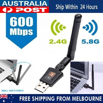 $24.99 • Buy USB WiFi Wireless Adapter 802.11ac AC600 Dongle WPS 5GHz Dual Band 5dBi Antenna