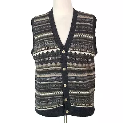 River Trader Cardigan Vest Men's Medium Black Shetland Wool Hong Kong NEW • $30.01