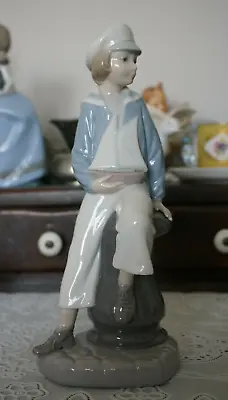 VINTAGE Lladro Porcelain Figurine Sailor Boy With Yacht #4810 Spain • $42