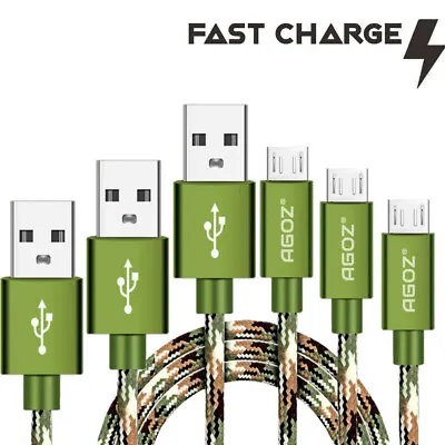 $10.98 • Buy 3 Pack Camo 4ft, 6ft,10ft Micro USB FAST Charger Data Sync Cable Cord For Tablet