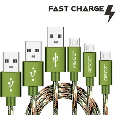 3 Pack Camo 6ft10ft Micro USB FAST Charger Data Sync Cable Cord For Tablet • $8.98