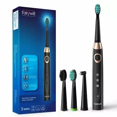 Fairywill Sonic Electric Toothbrush 3 Modes Rechargeable 2 More Brush Heads  • $17.99