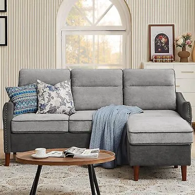 76'' Convertible 3 Seater L Shaped Couch Modern Sectional Sofa With Chaise • $310.48