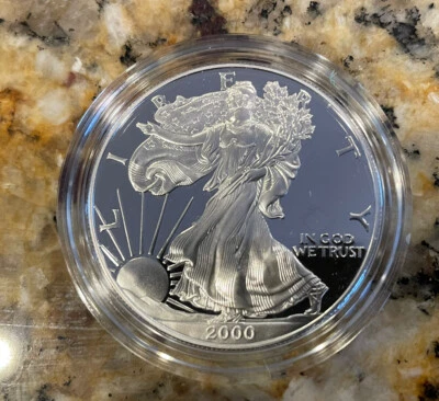 $30 • Buy 2000 US Silver Eagle One Dollar Proof Bullion Coin W/Original Box & COA