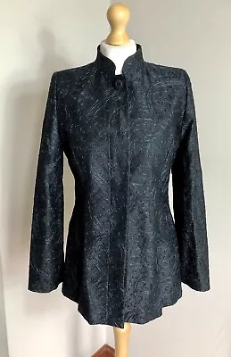 Marilyn Anselm Hobbs Vintage 100% Silk Embroidered Long Line Jacket Blazer • £44.99