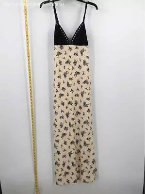 Zara Womens Beige Floral Sleeveless V-Neck Pullover Maxi Dress Size Medium • $7.99