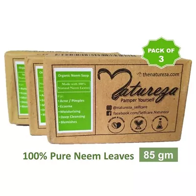 Natureza Organic Neem Soap Scrub Herbal Handmade Anti Acne Pack Of 3 • £10.50