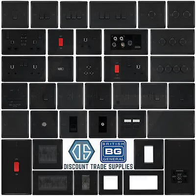 BG Nexus Matt Black Switches & Sockets Full Range Black Inserts Free Postage • £26.99