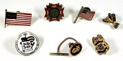 Vintage American & Military Lapel Pin Lot  - Lapel - Hat Pins - 7 Various Pieces • $10.50