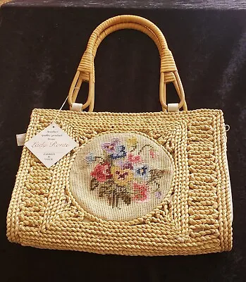 NWT Vintage MCM Lady Ronte Embroidered Basket Woven Natural Raffia Bag Purse  • $39.99