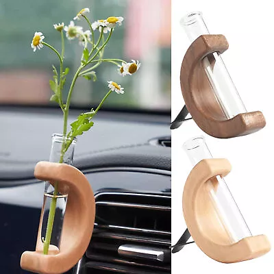 Mini Glass Car Flower Vase Clip Plant Floral Container Car Air Vent Ornament • £15.11