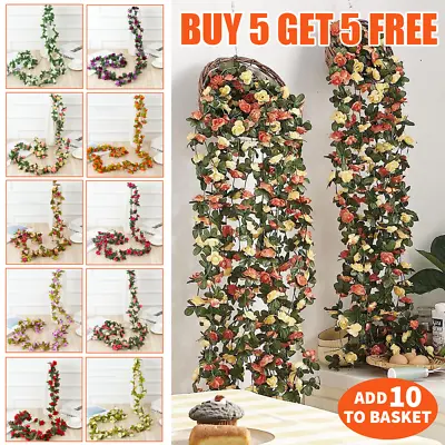 45 Flowers 8Ft Artificial Flower Floral Fake Hanging Garland Party Xmas Decor UK • £3.69