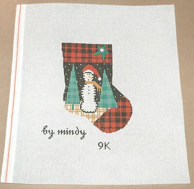 Mindy  Snowman Mini Christmas Stocking W/ Button  Handpainted Needlepoint Canvas • $40