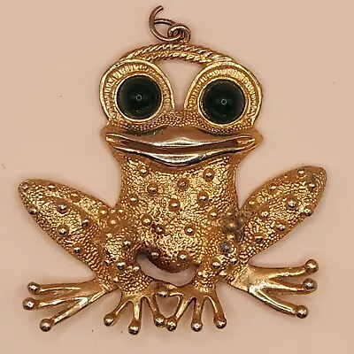 Vintage 3  Frog Green Cabochon Eyes Pendant  • $39.95