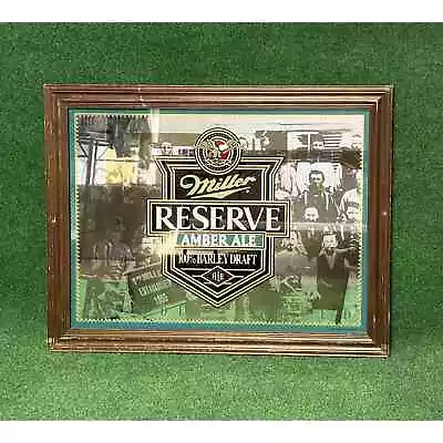 VINTAGE MILLER RESERVE AMBER DRAFT BEER MIRROR SIGN 70’s 80’s BAR GIFT MEN • $262.46