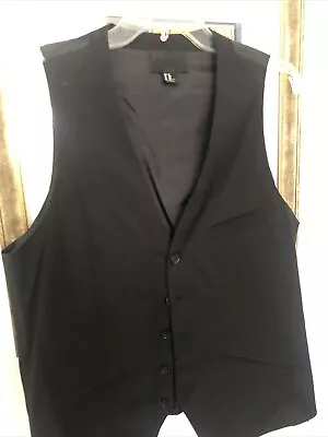 H&M Vests Mens 40R Solid Black 5 Button Front Dress Suit Vest • $12