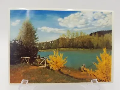 Vintage Villeroy & Boch Vilbo Card Porcelain Ceramic Photo Of Lake W/Fishermen • $14.99