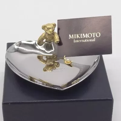 Mikimoto Heart Shaped Accessory Tray Pearl Teddy Bear Silver W/Box FedEx • $95