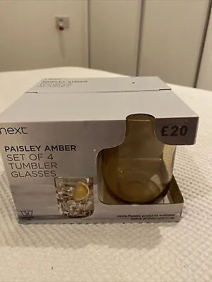 £5 • Buy Next Paisley Amber Set Of 4 Tumbler Glasses