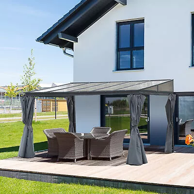 Outdoor Pergola Gazebo Party Tent Garden Sun Shelter 4 X 3m With Curtains Grey • £889.99