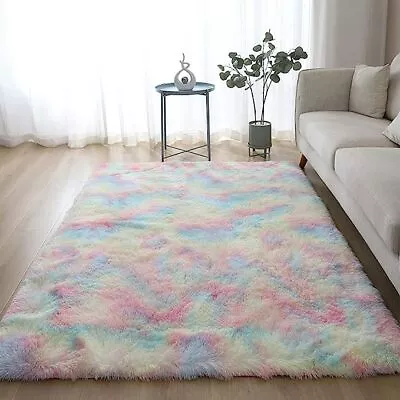 Large Shaggy Fluffy Rugs Anti-Slip Super Soft Mat Living Room Bedroom Carpet Rug • £8.99