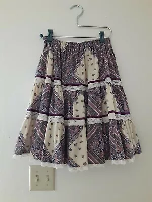 Vintage 70s Floral Full-Circle Square Dance Skirt / S M • $25.50