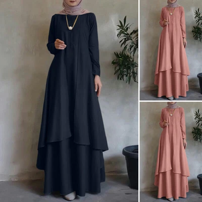 £24.99 • Buy ZANZEA Womens Long Sleeve A Line Abaya Tiered Ruffles Kaftan Gown Maxi Dress HOT