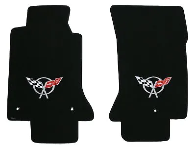 LLOYD Classic Loop Black FLOOR MATS Silver C5 Logo 1997-2004 Chevrolet CORVETTE • $138.99