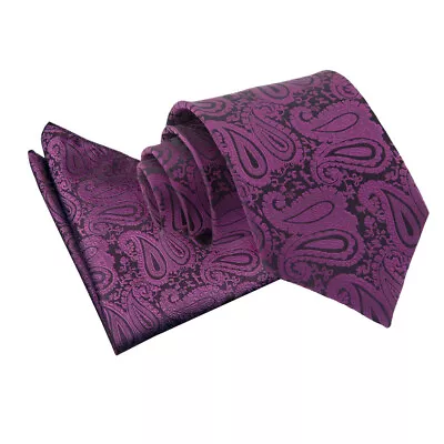 Mens Tie Hanky Set Woven Floral Paisley Classic Skinny Wedding Necktie By DQT • £10.99