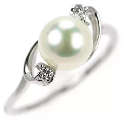 Mikimoto K18WG Akoya Pearl Diamond Ring 8.1mm - Auth Free Shipping From Japan- A • $637.60