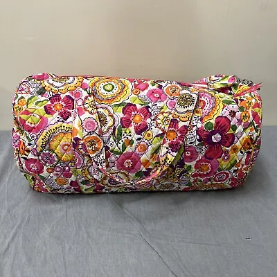 Vera Bradley Clementine Weekend Duffel Bag Pink Yellow Floral EUC FS Bnfts Chrty • $50