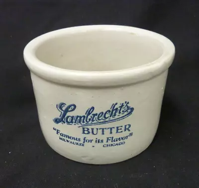 Vintage Lambrecht Stoneware Butter Crock 5 5/8 X 4 Usa #c2 Milwaukee - Chicago • $22.99