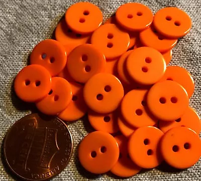 24 Small Shiny Orange Tangerine Plastic Sew-through Buttons 7/16  11MM # 1505 • $3.99