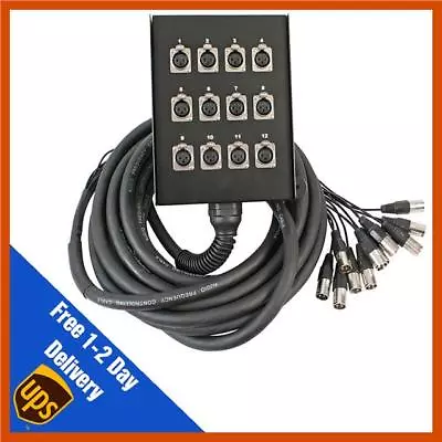 £68.99 • Buy PULSE PLS00329 12 Sends 12 Way XLR Multicore StageBox 10m Stage Snake