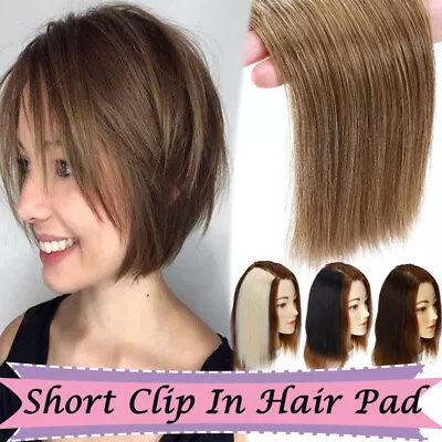 $9.87 • Buy Invisible Short Hair Pad Clip In Real Remy Human Hair Extensions One Piece Thick