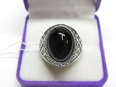 Antique Soviet USSR Ring Sterling Silver 925 Black Agate Men's Jewelry Size 10 • $215