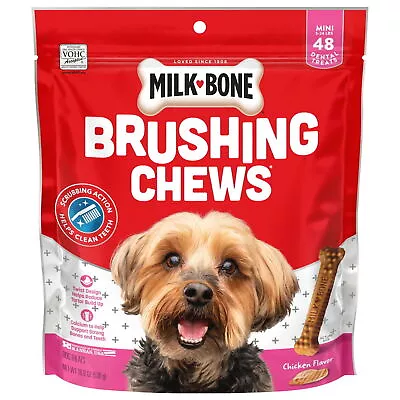 Milk-Bone Brushing Chews Dental Dog Treats Mini 18.9 Oz. Bag 48 Bones Per Bag • $13.48