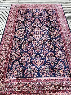 Beautiful Karastan Rug %100 Wool 8' 5  X 5' 5  Navy Blue  • $395