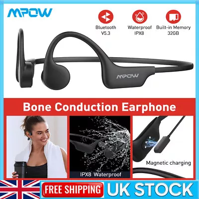 View Details Mpow Wireless Bluetooth Swimming Earphones Bone Conduction Headphones Headset UK • 34.99£