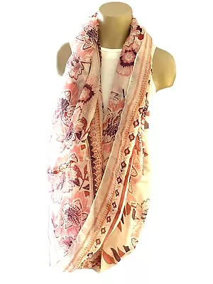 NEW Merona Maroon Pink Boho Print Thin Sheer Fashion Scarf NWT 45  X 34  • $14.99