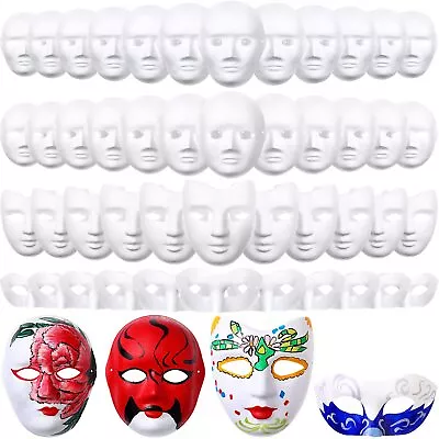 50 Pcs Full Face White Mask DIY Mask Dance Cosplay Masquerade Party Mask • $44.99