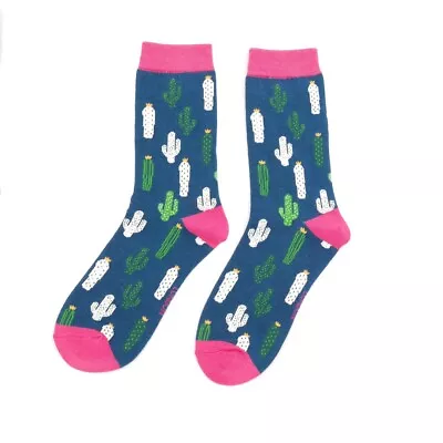 Miss Sparrow Cactus Socks 1 Pair Blue Ladies 3-7 Christmas Gift New With Tags • £7.99