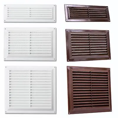 Louvred Air Vent Cover With Fixed Flyscreen Fly Mesh Plastic Ventilation Grille • £4.99